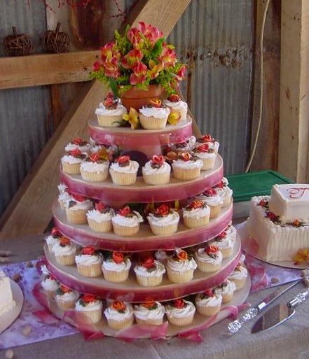 wedding c u p cakes teal and brown
